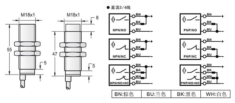 M18長距離電感式接近開關出線式